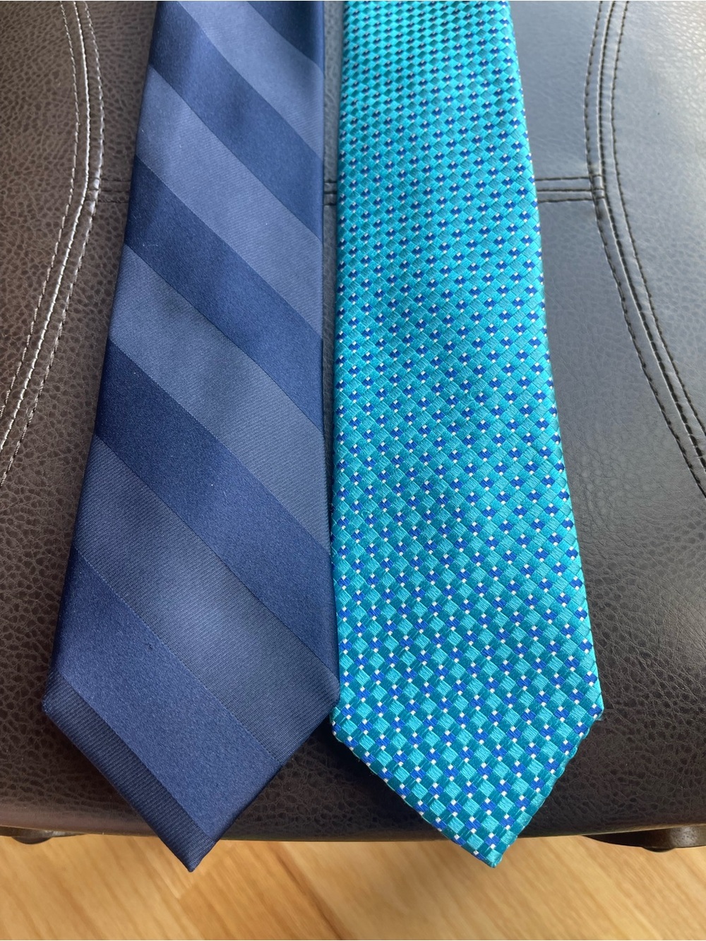 Michael Kors Navy and Teal Men's Silk Tie Duo